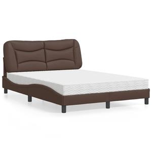 VidaXL Bed met matras kunstleer bruin 140x190 cm