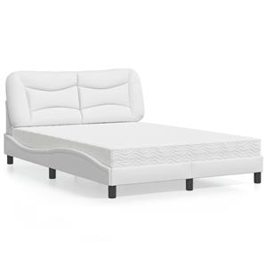 VidaXL Bed met matras kunstleer wit 140x200 cm