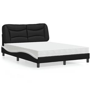 VidaXL Bed met matras kunstleer zwart en wit 140x200 cm