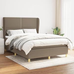 VidaXL Boxspring met matras stof taupe 140x200 cm