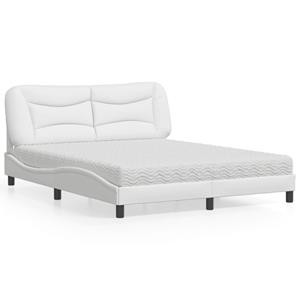 VidaXL Bed met matras kunstleer wit 160x200 cm