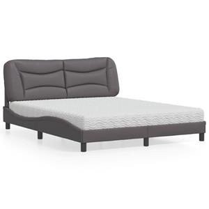 VidaXL Bed met matras kunstleer grijs 160x200 cm