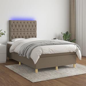 VidaXL Boxspring met matras en LED stof taupe 120x200 cm