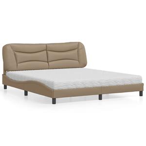 VidaXL Bed met matras kunstleer cappuccinokleurig 180x200 cm