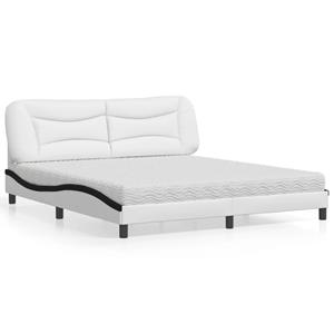 VidaXL Bed met matras kunstleer wit en zwart 180x200 cm