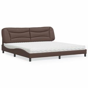 VidaXL Bed met matras kunstleer bruin 200x200 cm
