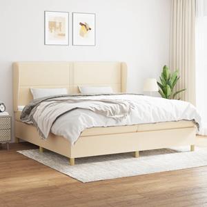 VidaXL Boxspring met matras stof crèmekleurig 200x200 cm