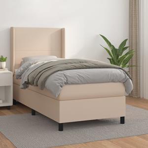 VidaXL Boxspring met matras kunstleer cappuccinokleurig 90x190 cm