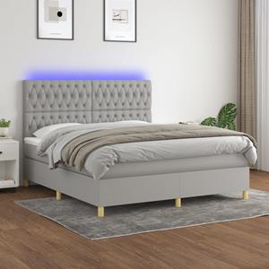 VidaXL Boxspring met matras en LED stof lichtgrijs 160x200 cm