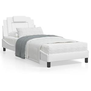 VidaXL Bed met matras kunstleer wit 90x190 cm