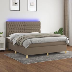 VidaXL Boxspring met matras en LED stof taupe 160x200 cm