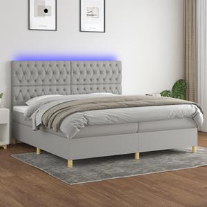 VidaXL Boxspring met matras en LED stof lichtgrijs 200x200 cm