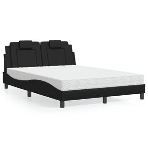 VidaXL Bed met matras kunstleer zwart 140x190 cm