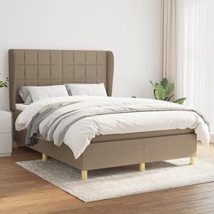 VidaXL Boxspring met matras stof taupe 140x190 cm