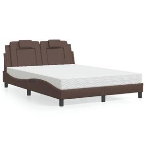 VidaXL Bed met matras kunstleer bruin 140x190 cm