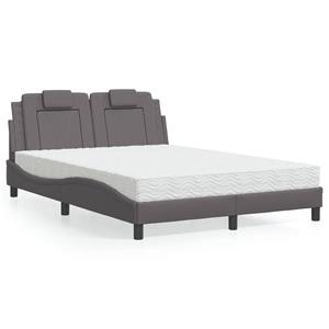 VidaXL Bed met matras kunstleer grijs 140x190 cm