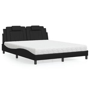 VidaXL Bed met matras kunstleer zwart 160x200 cm