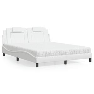 VidaXL Bed met matras kunstleer wit 160x200 cm
