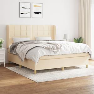 VidaXL Boxspring met matras stof crèmekleurig 160x200 cm