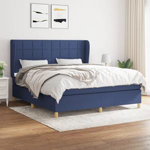 VidaXL Boxspring met matras stof blauw 160x200 cm