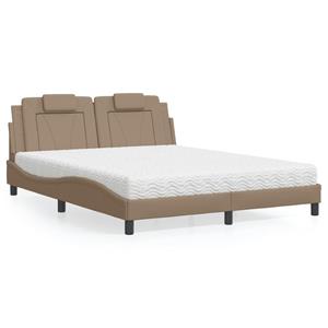 VidaXL Bed met matras kunstleer cappuccinokleurig 160x200 cm