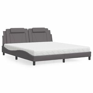 VidaXL Bed met matras kunstleer grijs 180x200 cm