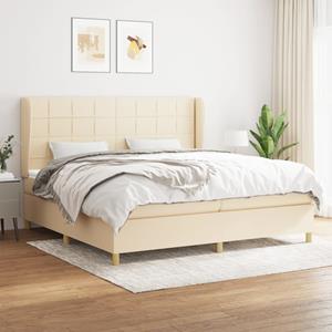 VidaXL Boxspring met matras stof crèmekleurig 200x200 cm