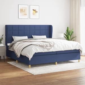 VidaXL Boxspring met matras stof blauw 200x200 cm