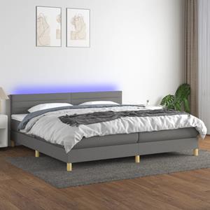 VidaXL Boxspring met matras en LED stof donkergrijs 200x200 cm