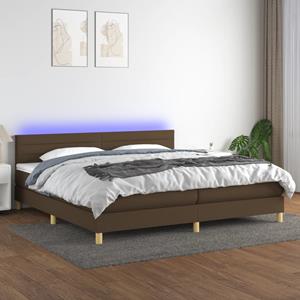 VidaXL Boxspring met matras en LED stof donkerbruin 200x200 cm