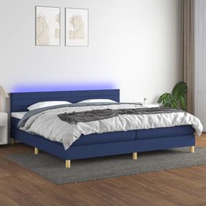 VidaXL Boxspring met matras en LED stof blauw 200x200 cm