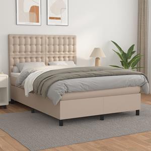 VidaXL Boxspring met matras kunstleer cappuccinokleurig 140x190 cm