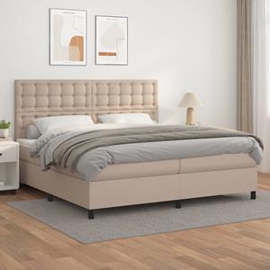 VidaXL Boxspring met matras kunstleer cappuccinokleurig 200x200 cm