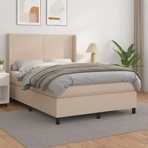 VidaXL Boxspring met matras kunstleer cappuccinokleurig 140x190 cm