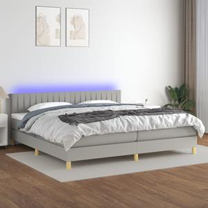 VidaXL Boxspring met matras en LED stof lichtgrijs 200x200 cm