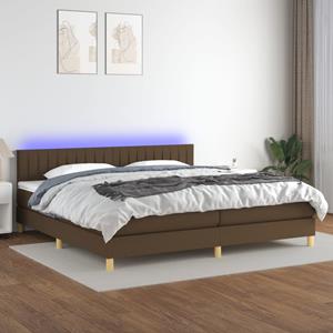 VidaXL Boxspring met matras en LED stof donkerbruin 200x200 cm