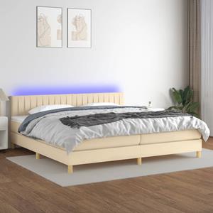 VidaXL Boxspring met matras en LED stof crèmekleurig 200x200 cm