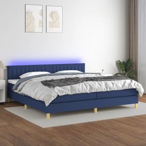 VidaXL Boxspring met matras en LED stof blauw 200x200 cm