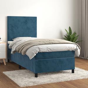 VidaXL Boxspring met matras fluweel donkerblauw 90x190 cm