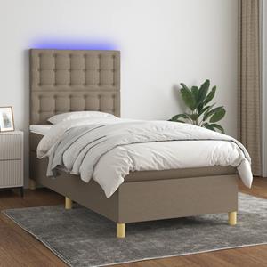 VidaXL Boxspring met matras en LED stof taupe 80x200 cm