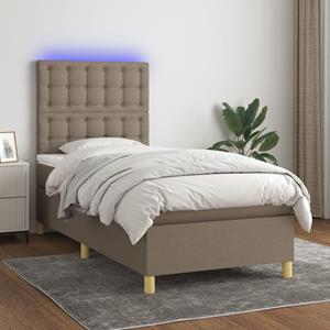 VidaXL Boxspring met matras en LED stof taupe 100x200 cm