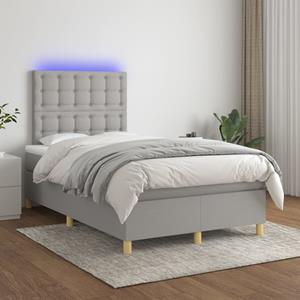 VidaXL Boxspring met matras en LED stof lichtgrijs 120x200 cm