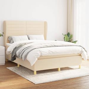 VidaXL Boxspring met matras stof crèmekleurig 140x190 cm