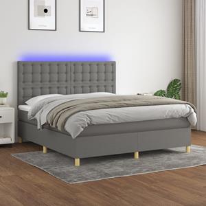 VidaXL Boxspring met matras en LED stof donkergrijs 160x200 cm