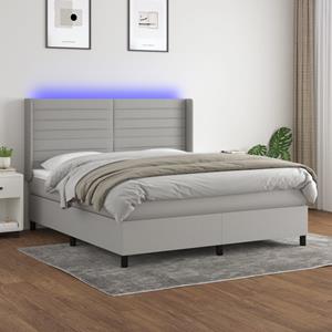 VidaXL Boxspring met matras en LED stof lichtgrijs 160x200 cm