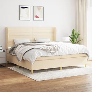 VidaXL Boxspring met matras stof crèmekleurig 200x200 cm