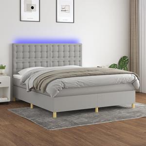 VidaXL Boxspring met matras en LED stof lichtgrijs 180x200 cm