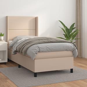 VidaXL Boxspring met matras kunstleer cappuccinokleurig 90x190 cm