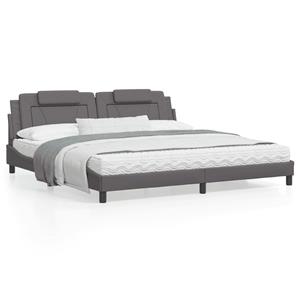 VidaXL Bed met matras kunstleer grijs 200x200 cm