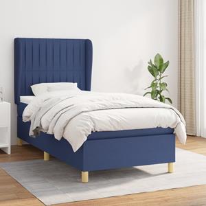 VidaXL Boxspring met matras stof blauw 90x190 cm